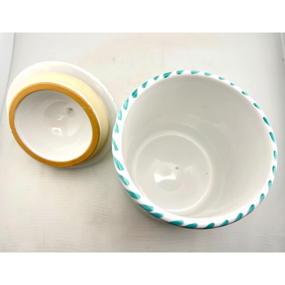 Deruta Pottery Canister Rooster Floral Pattern ITALY Coffee Sugar 7" Tall Multi - Picture 8 of 12